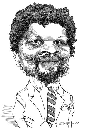 Caricatura del poeta de origen africano.